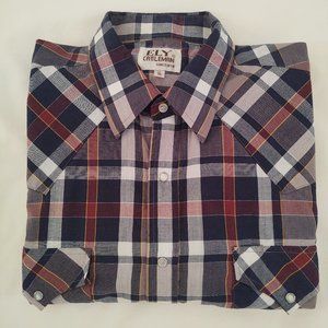 ELY CATTLEMAN WESTERN PEARL SNAP BUTTON MEN LONG SLEEVE DRESS SHIRT - 17 (34)